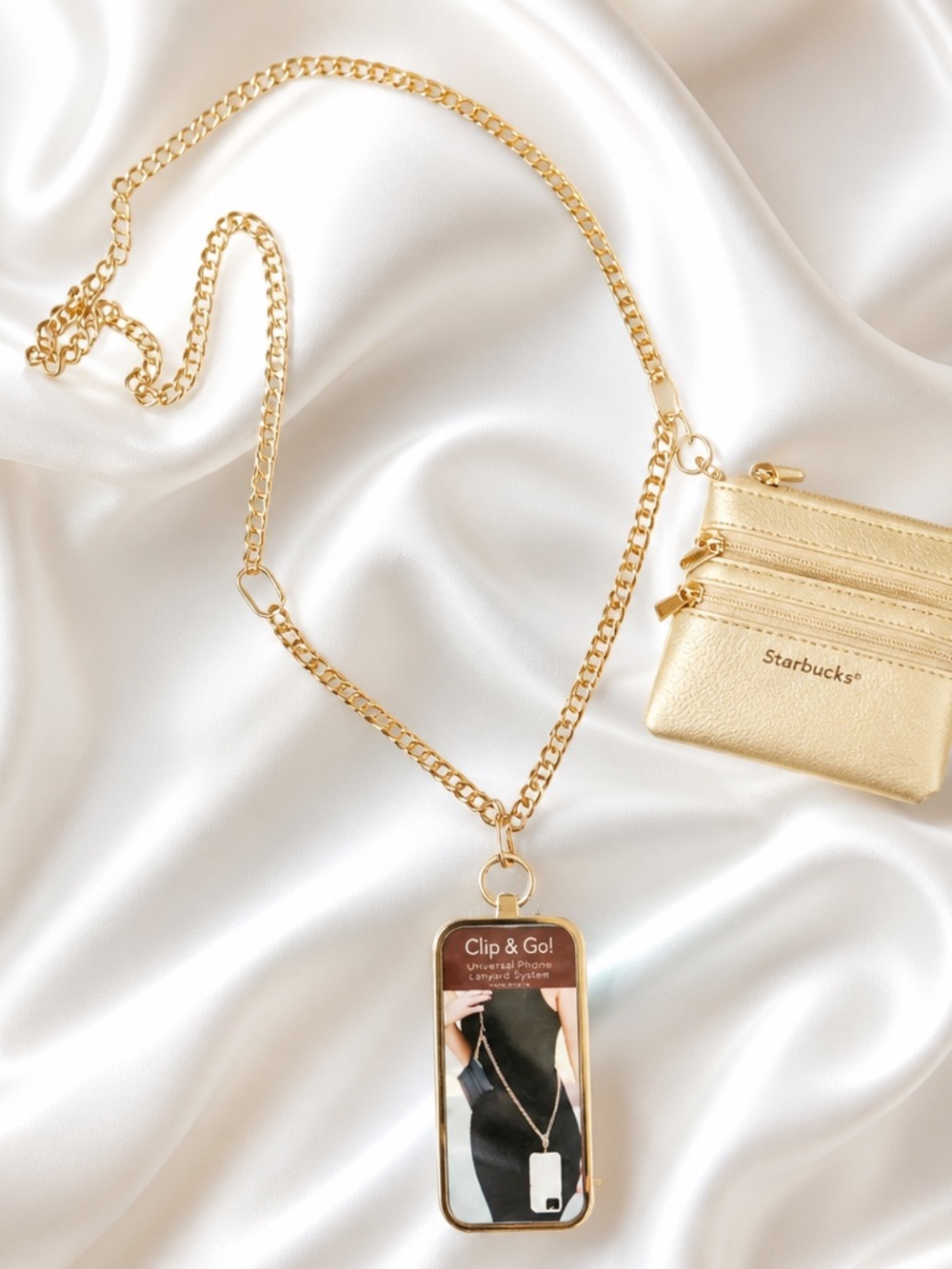 Starbucks Gold Phone Lanyard with Matching Card Pouch